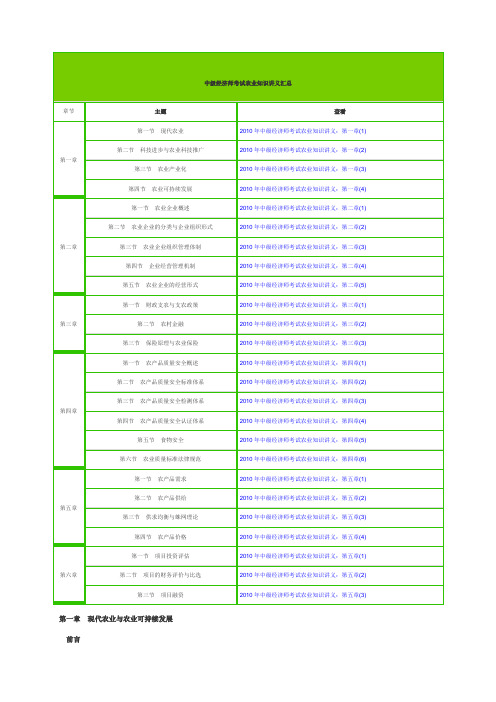 中级经济师考试农业经济讲义汇总