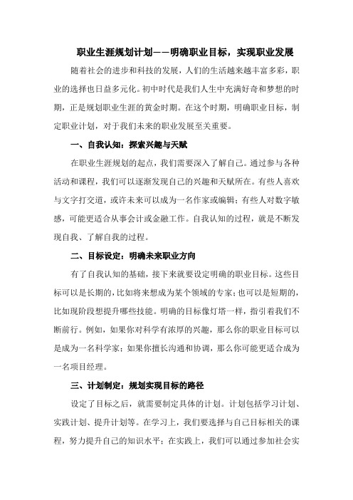 职业生涯规划计划——明确职业目标,实现职业发展