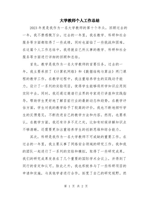 大学教师个人工作总结