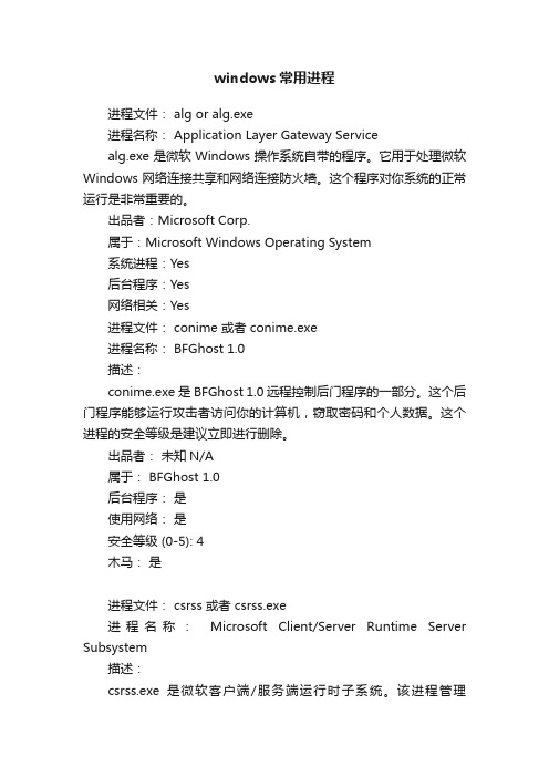 windows常用进程