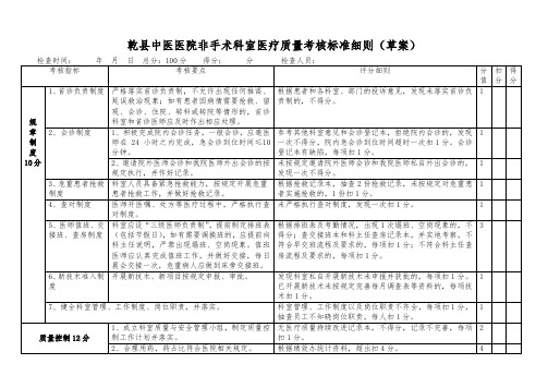 乾县中医医院非手术科室医疗质量考核标准细则(草案)