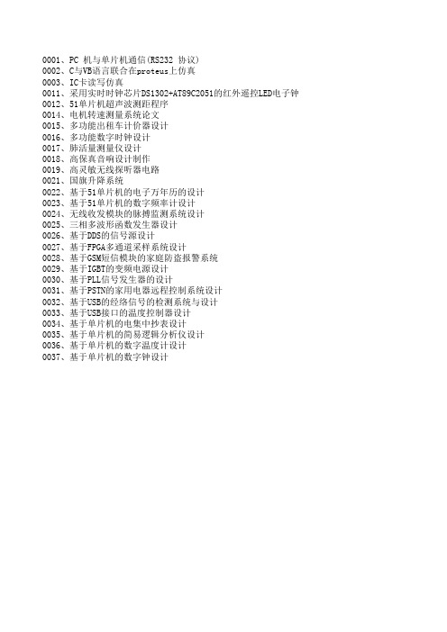 电子通信毕业设计题目——有索引