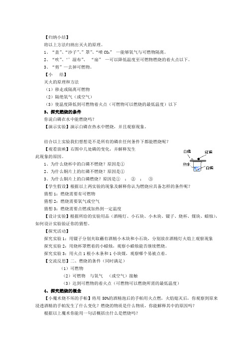 鲁教版九年级4.1《燃烧与灭火》说课教案