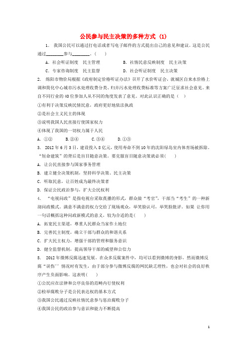 江苏省高考政治专项复习 公民的政治生活 我国公民政治