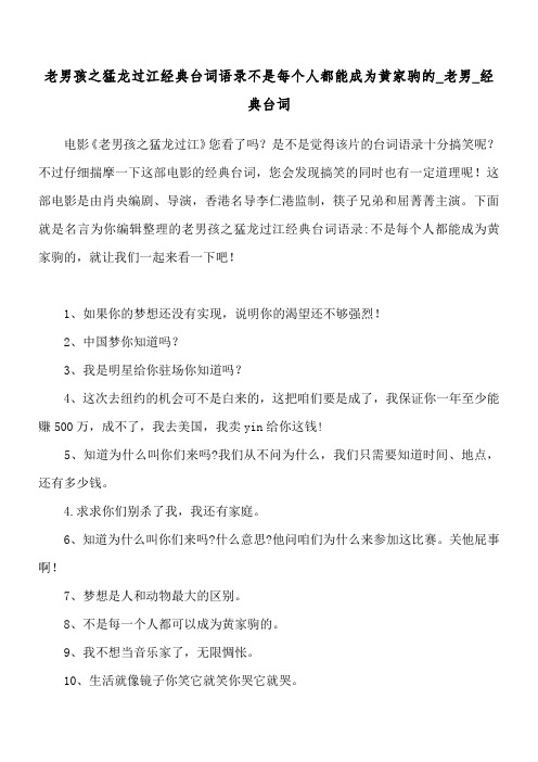 老男孩之猛龙过江经典台词语录 不是每个人都能成为黄家驹的_老男_经典台词