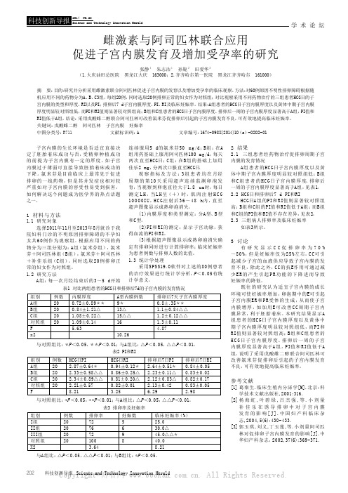 雌激素与阿司匹林联合应用促进子宫内膜发育及增加受孕率的研究