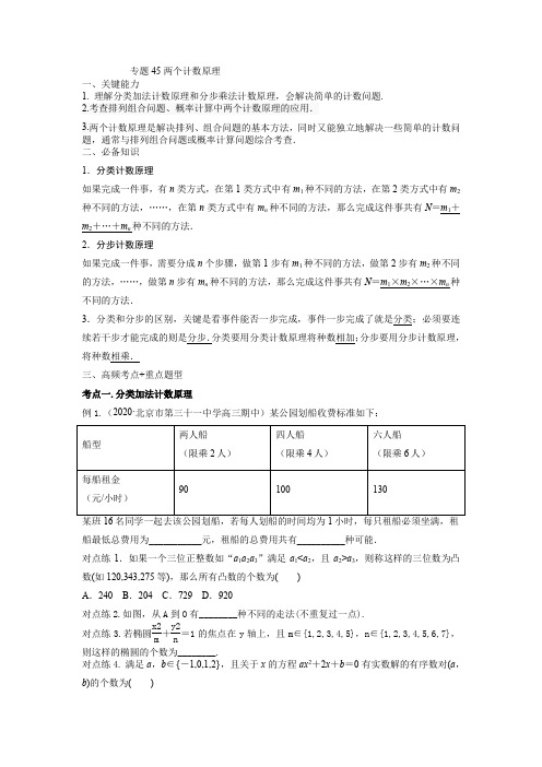 2022新高考数学高频考点题型归纳45两个计数原理(学生版)