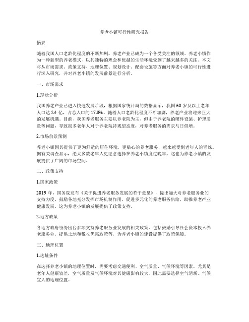 养老小镇可行性研究报告