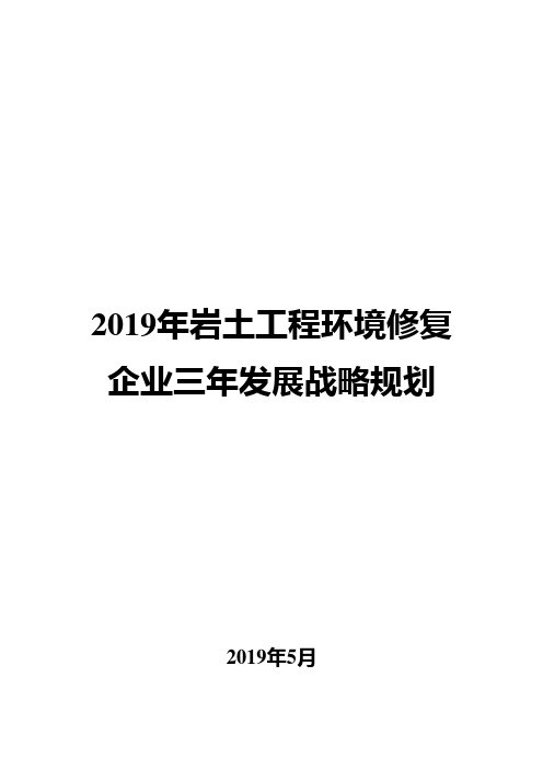 2019年岩土工程环境修复企业三年发展战略规划