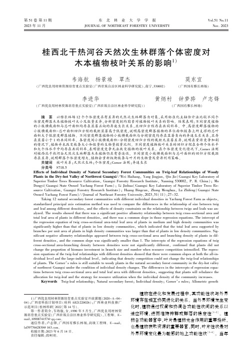 桂西北干热河谷天然次生林群落个体密度对木本植物枝叶关系的影响