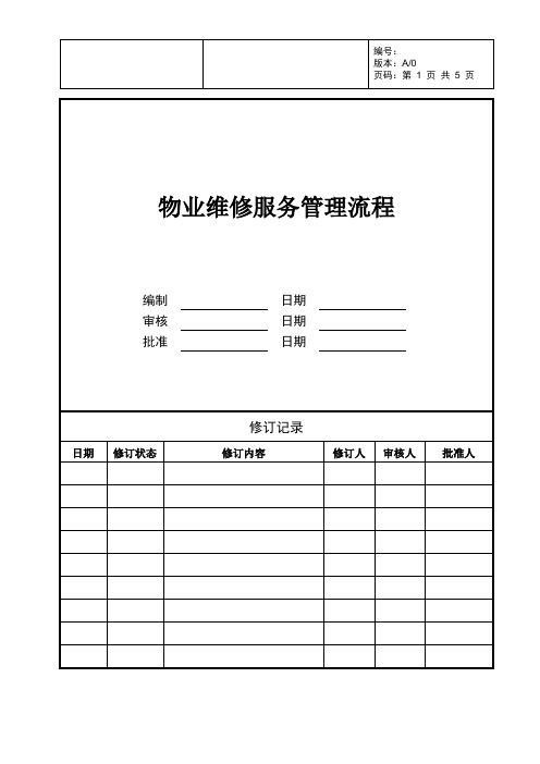 房地产物业维修服务管理流程