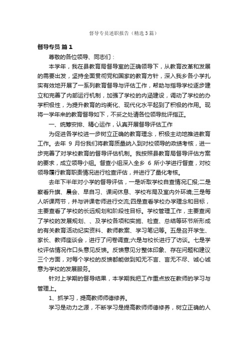 督导专员述职报告（精选3篇）