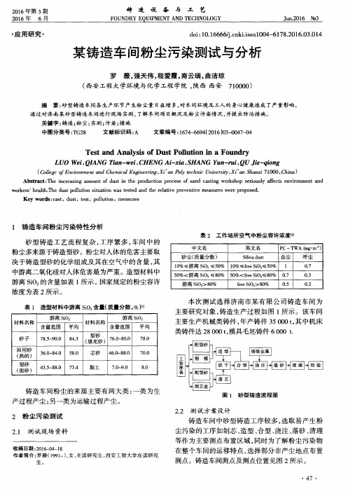 某铸造车间粉尘污染测试与分析