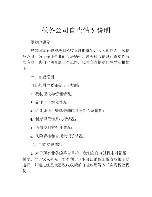 税务公司自查情况说明