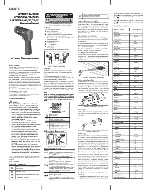 Uni-Trend UT303A B C D E 红外温度计说明书