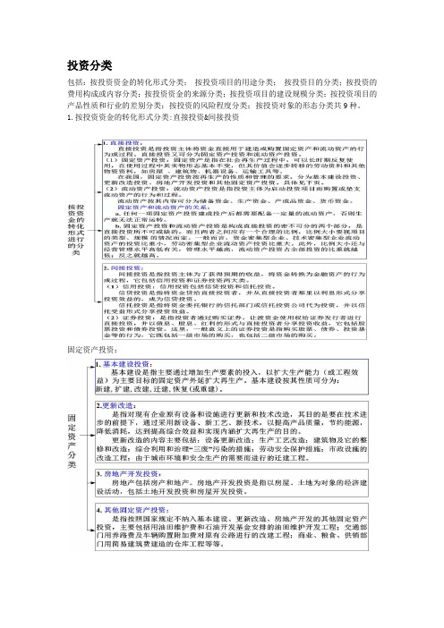 投资学第1章 投资分类