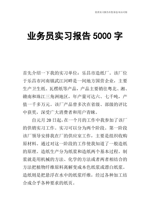 业务员实习报告5000字