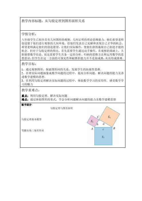 与勾股定理有关的图形面积关系教学设计