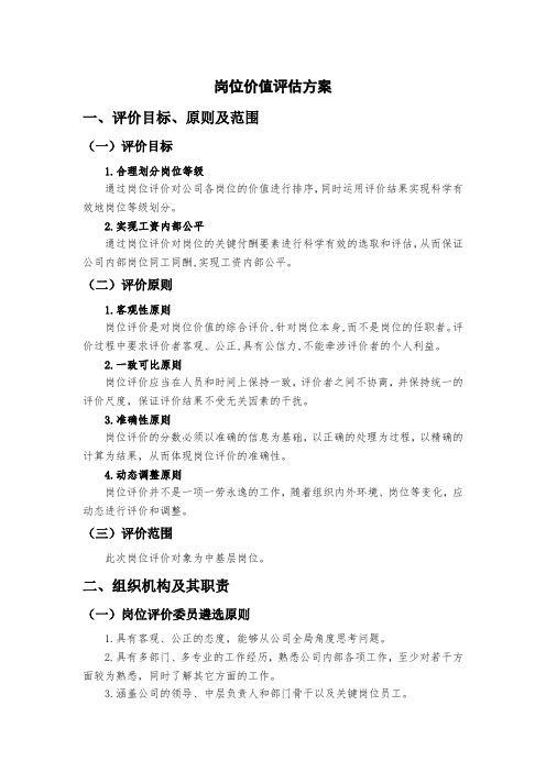 2013.12.24附件：岗位价值评估方案