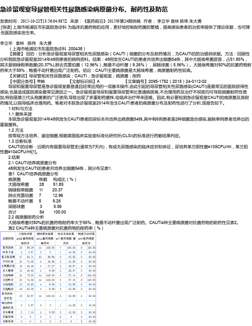 急诊留观室导尿管相关性尿路感染病原菌分布、耐药性及防范