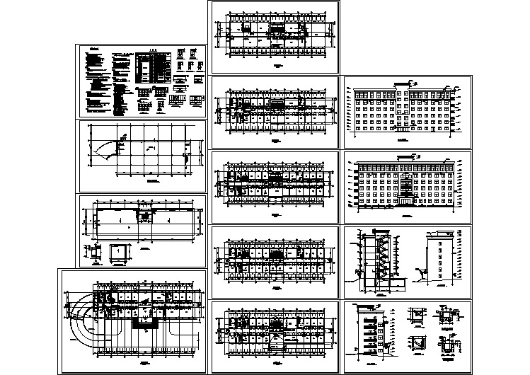 5506某军区士兵宿舍建筑施工cad图，共十三张