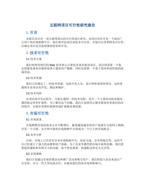 互联网项目可行性研究报告