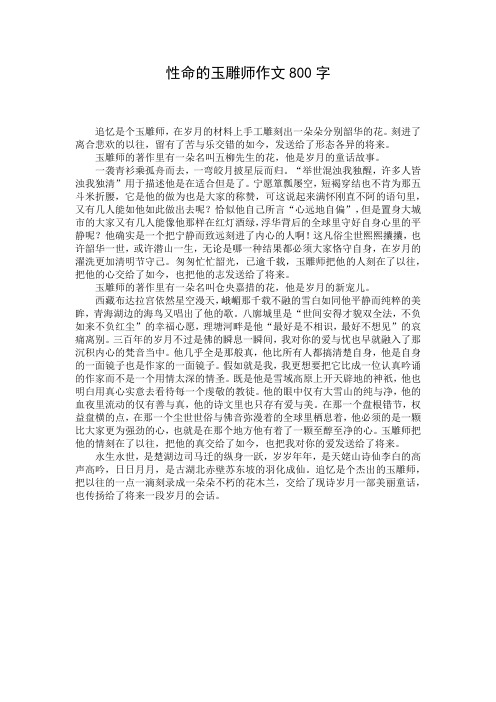 性命的玉雕师作文800字