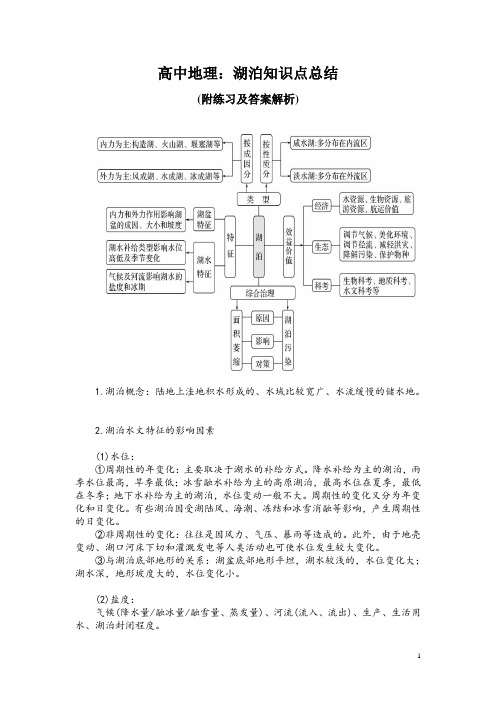 高中地理：湖泊知识点总结(附练习及答案解析)