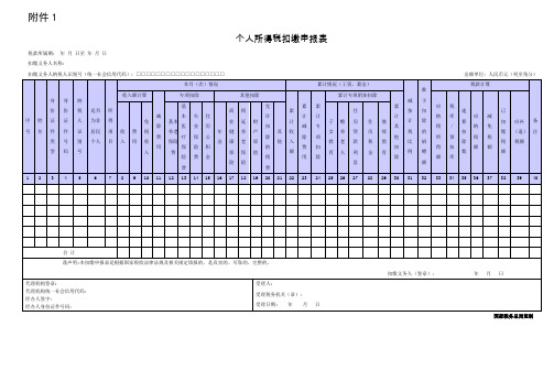 个人所得税扣缴申报表及填表说明