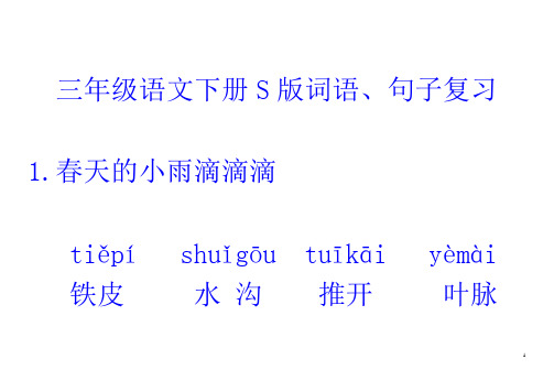 三年级语文下册S版带拼音词语、句子复习资料要点