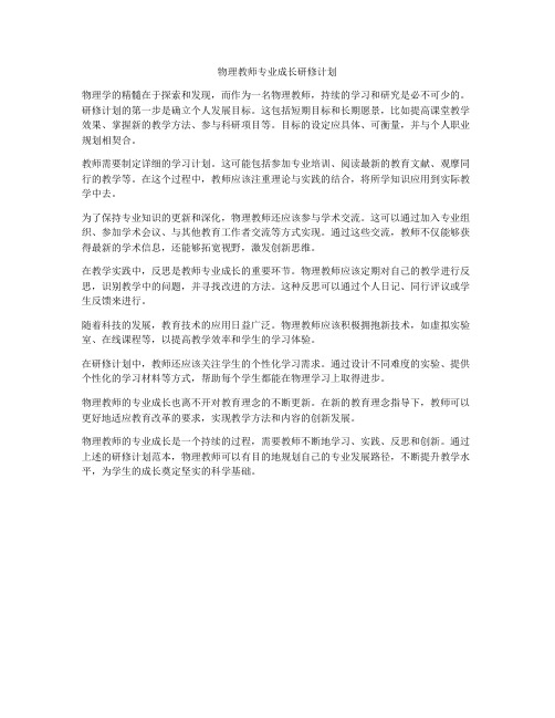 物理教师专业成长研修计划