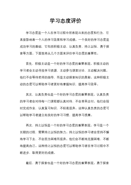 学习态度评价