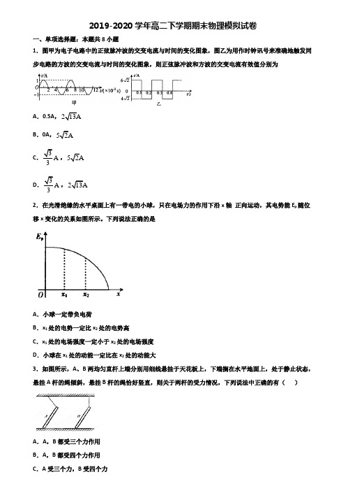 湖南省邵阳市2019-2020学年高二下学期期末2份物理学业质量监测试题