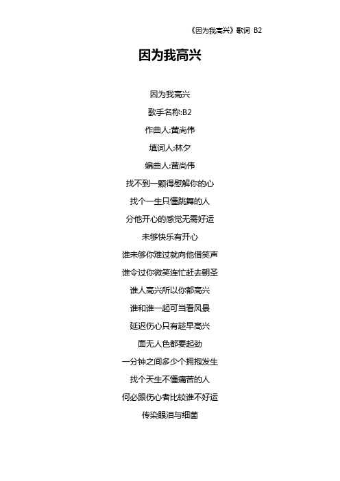 《因为我高兴》歌词 B2