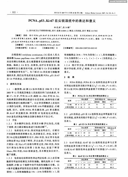 PCNA、p53、Ki-67在尖锐湿疣中的表达和意义