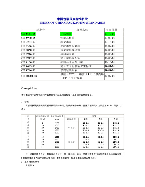 纸箱包装国家标准目录GB-6543-86