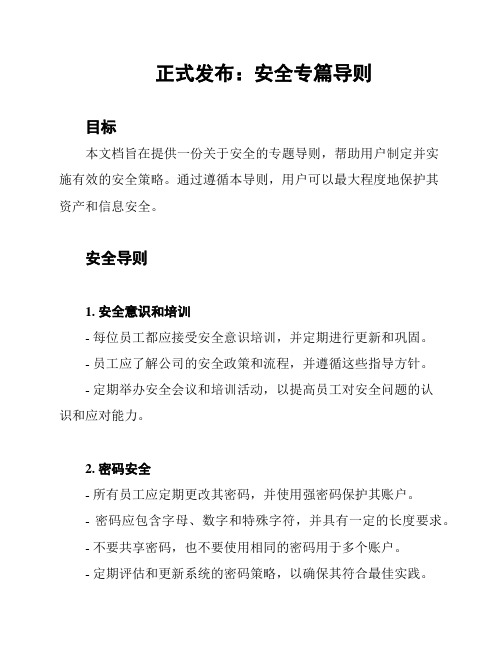 正式发布：安全专篇导则