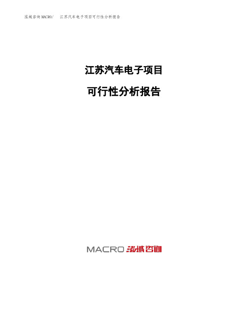 江苏汽车电子项目可行性分析报告