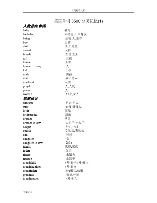 高考英语单词3500分类记忆