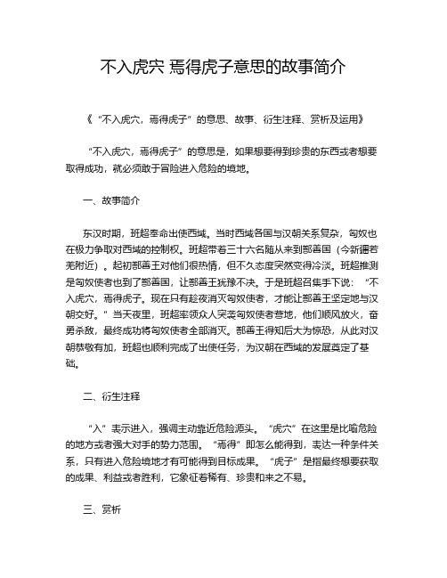 不入虎宍 焉得虎子意思的故事简介