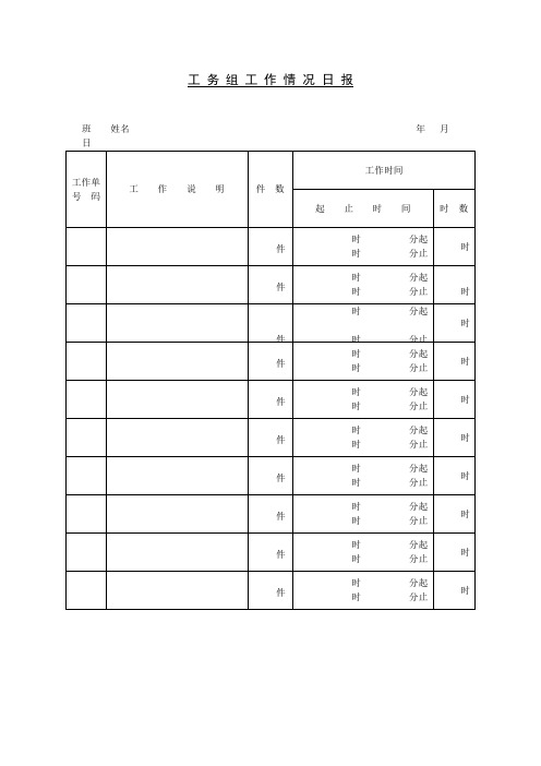 工务组工作情况日报(表格模板、doc格式)