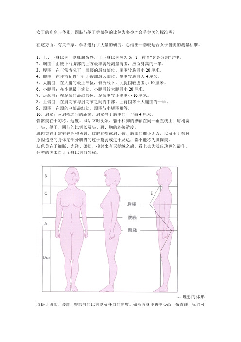 女性标准身材比例对照表