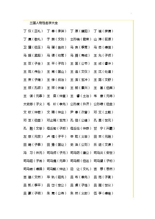 古代人物姓名字全套整合