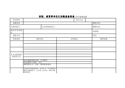 宾馆酒店行业隐患排查表