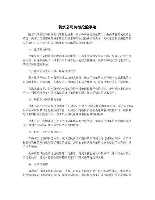 供水公司防汛抢险事迹