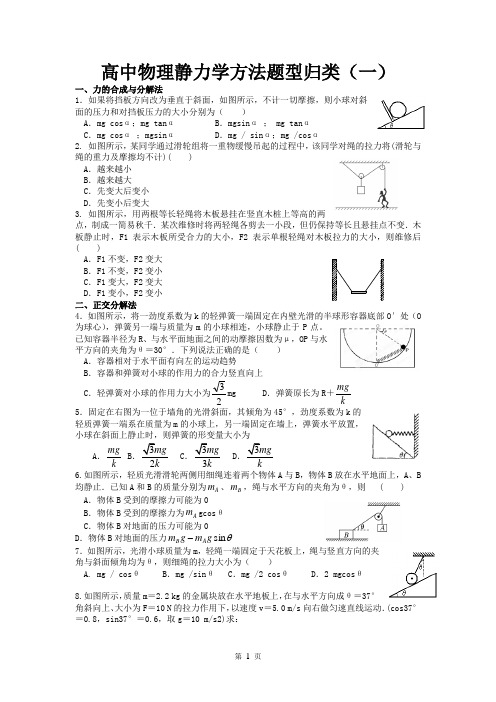 高中物理静力学方法题型归类