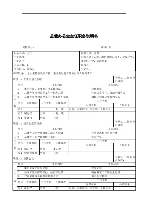 总裁办公室主任职务说明书.doc