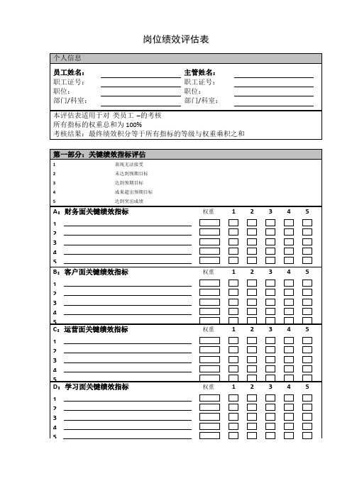 岗位绩效评估表 模板