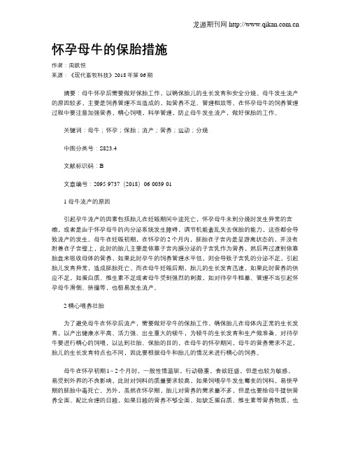 怀孕母牛的保胎措施