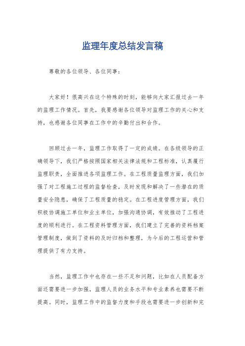 监理年度总结发言稿